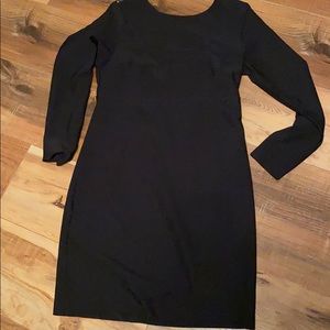Black long sleeved dress with zipper detail